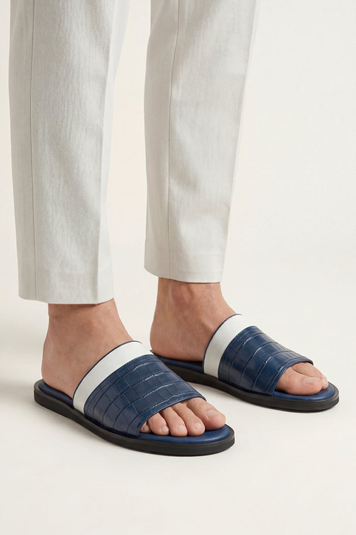 Milano Crocodile Sandal Navy