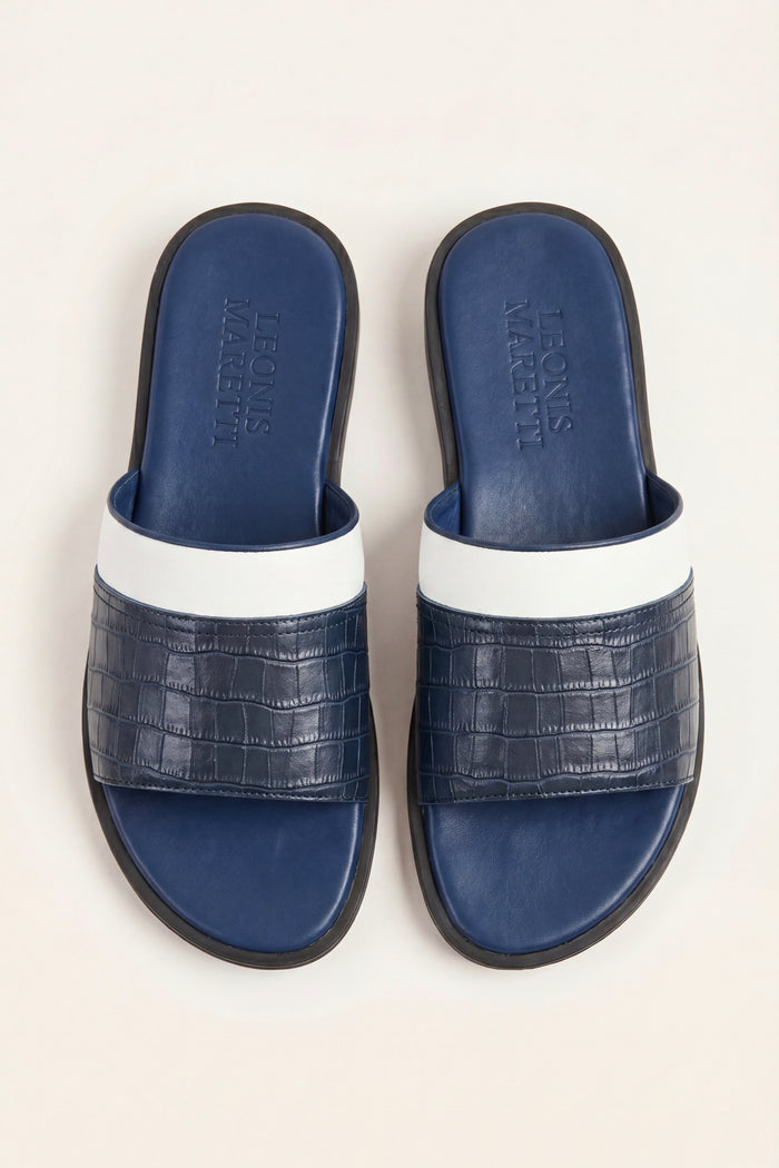 Milano Crocodile Sandal Navy