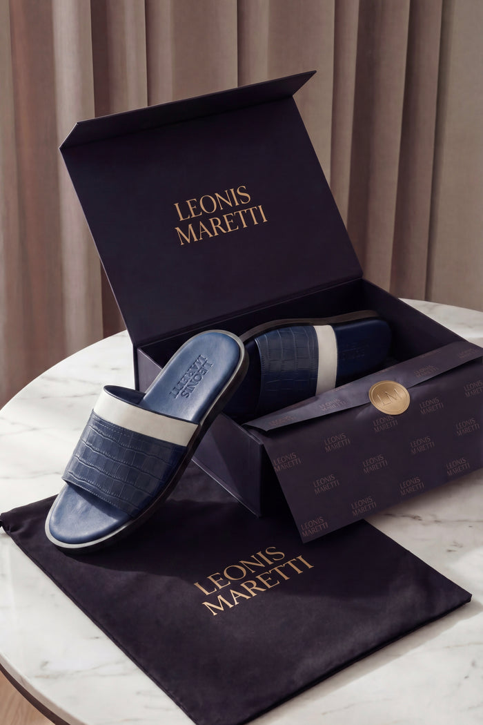 Milano Crocodile Sandal Navy