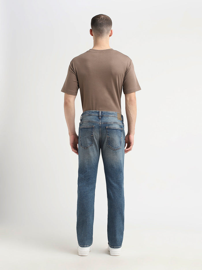 Mildly Distressed Straight Fit Jeans