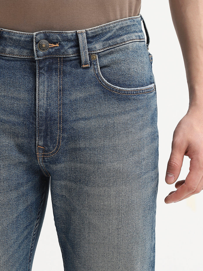 Mildly Distressed Straight Fit Jeans