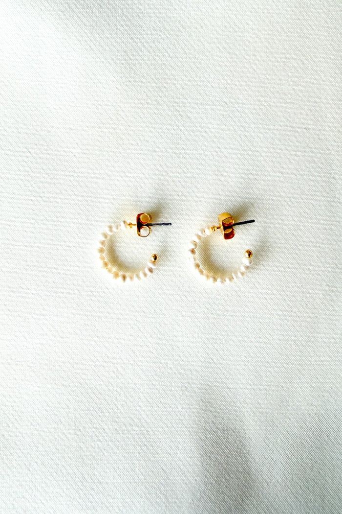 Mini Freshwater Pearl Hoops, Pearl Earrings, Hoops, Adeline Boutique, Dallas Boutique, Jewelry
