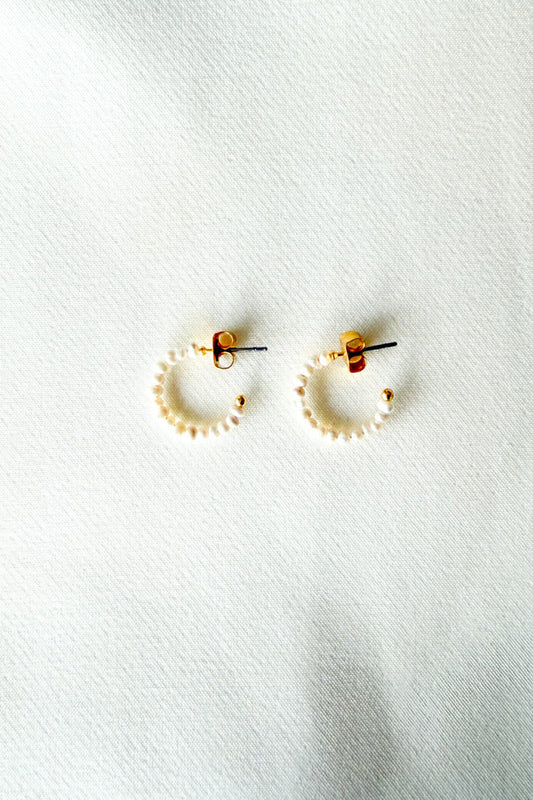 Mini Freshwater Pearl Hoops, Pearl Earrings, Hoops, Adeline Boutique, Dallas Boutique, Jewelry
