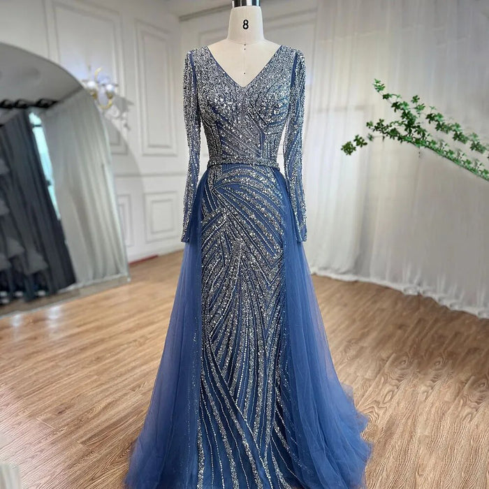 Modest Beaded Luxury Evening Dresses with Detachable Skirt LA71750 - SERENE HILL