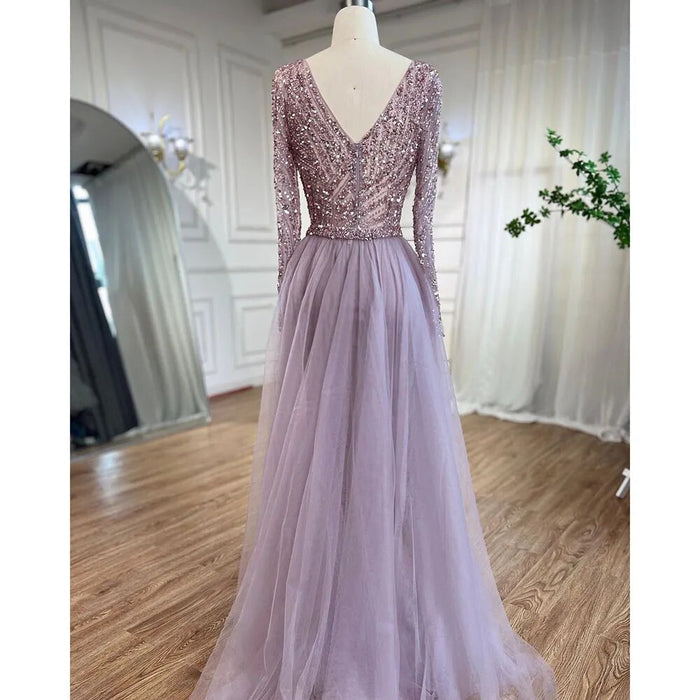 Modest Beaded Luxury Evening Dresses with Detachable Skirt LA71750 - SERENE HILL