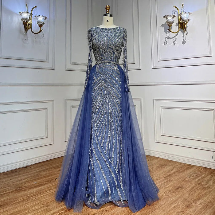 Modest Beaded Luxury Evening Dresses with Detachable Skirt LA71750 - SERENE HILL