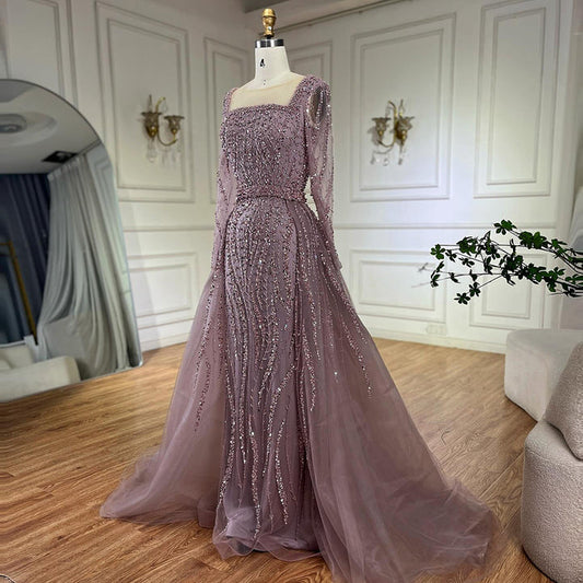 Modest Green Mermaid Evening Dress with Overskirt LA72710 - SERENE  HILL