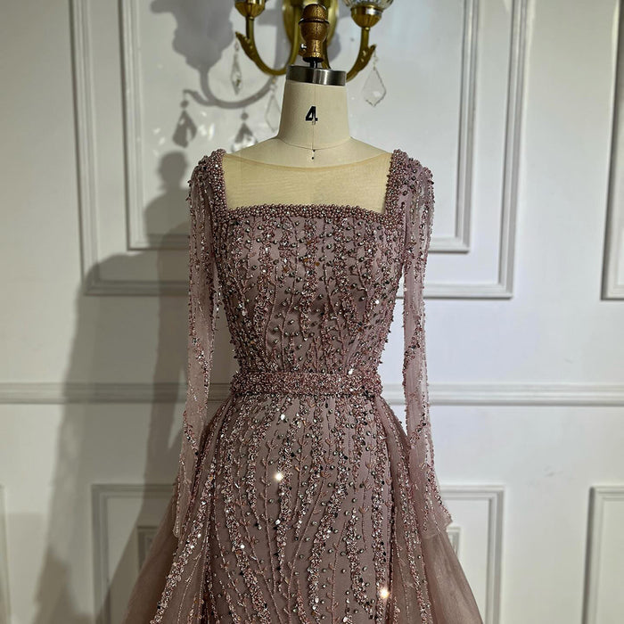 Modest Green Mermaid Evening Dress with Overskirt LA72710 - SERENE  HILL