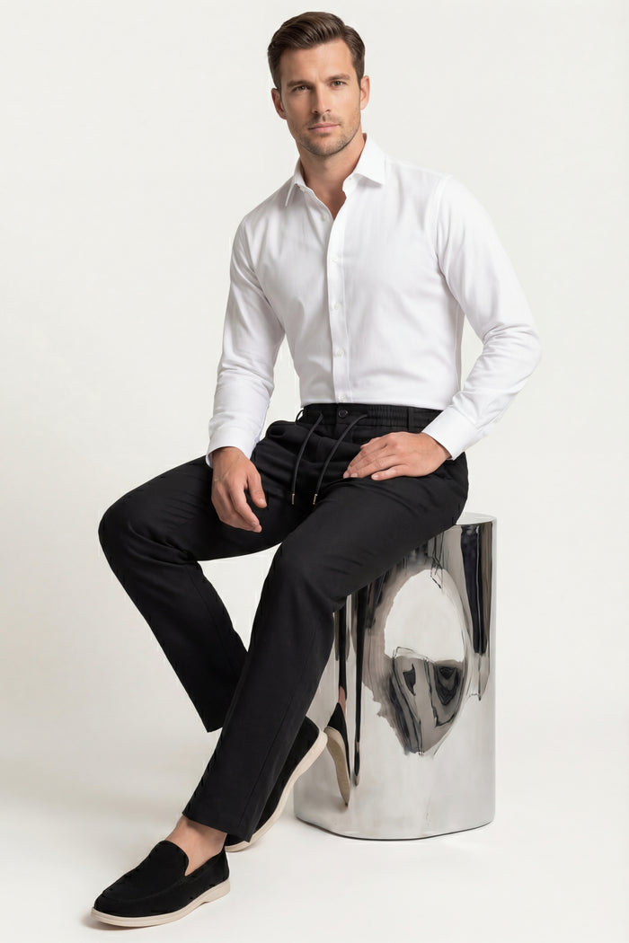 Monteria Stretch Linen Trouser Black