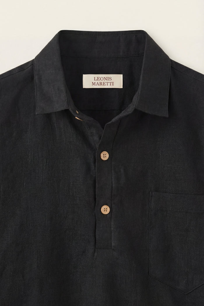 Monza Linen Polo Shirt Black