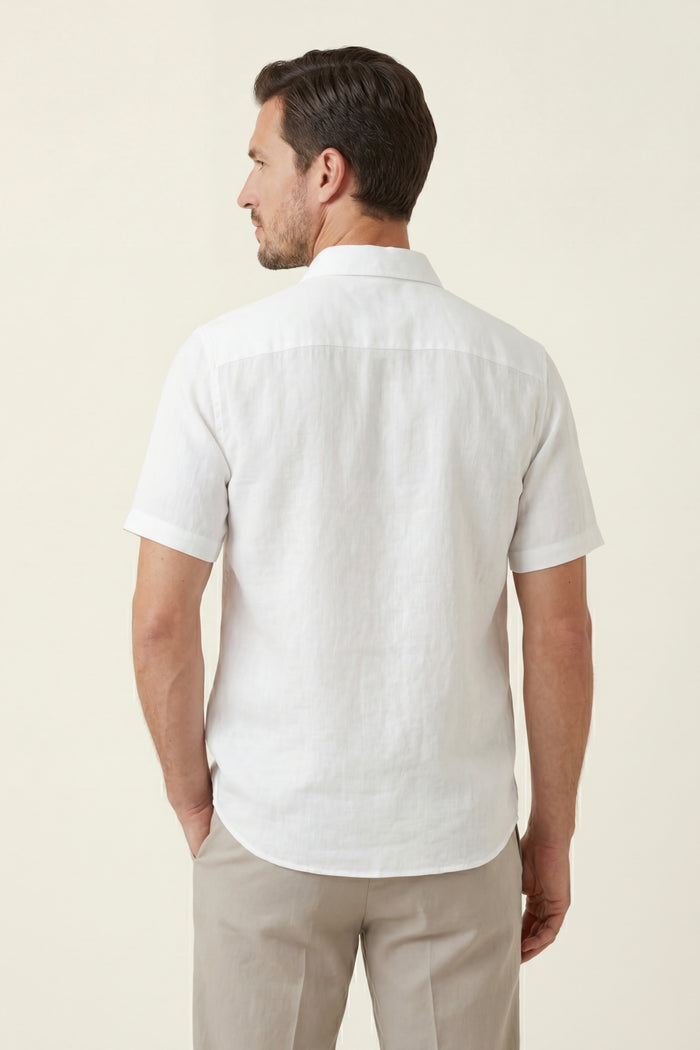 Monza Linen Polo Shirt White