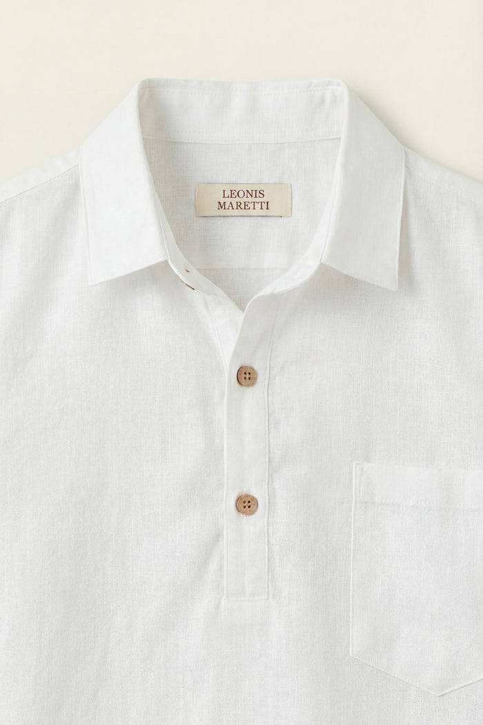 Monza Linen Polo Shirt White