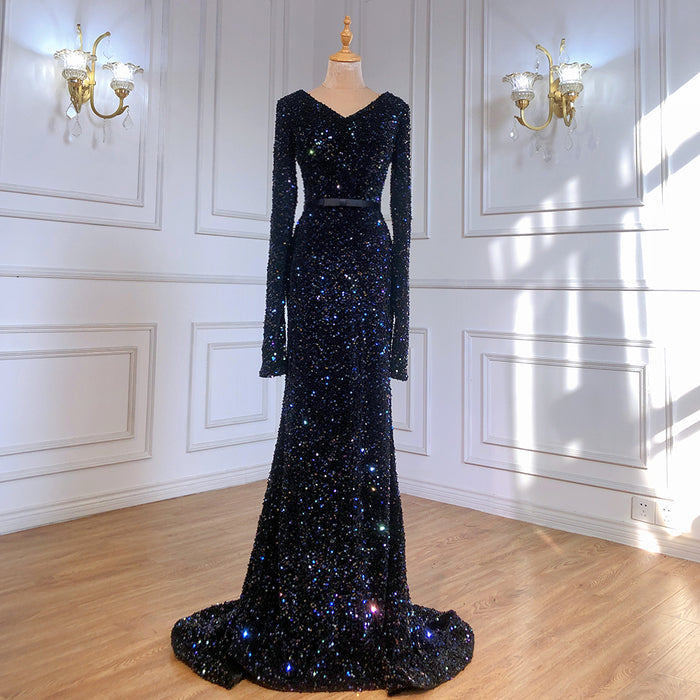 Moslim Black Sequin Mermaid Avond Jurken 2025 Elegante Sparkle Luxe Voor Vrouwen Party Serene Hill LA71486 - SERENE HILL