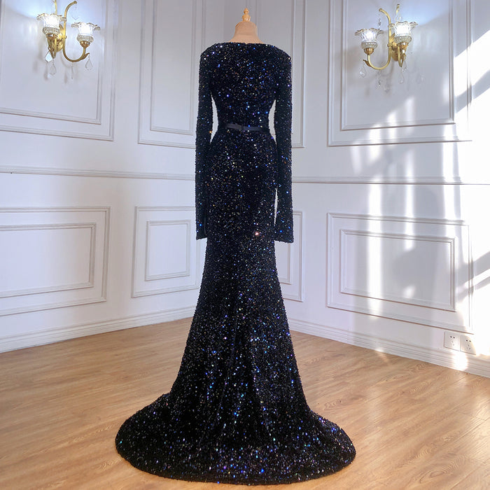 Moslim Black Sequin Mermaid Avond Jurken 2025 Elegante Sparkle Luxe Voor Vrouwen Party Serene Hill LA71486 - SERENE HILL