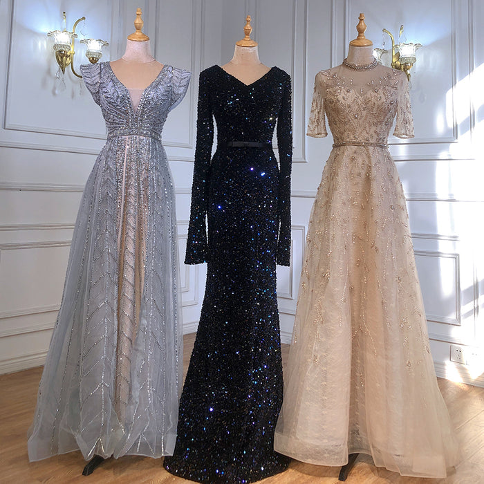 Moslim Black Sequin Mermaid Avond Jurken 2025 Elegante Sparkle Luxe Voor Vrouwen Party Serene Hill LA71486 - SERENE HILL