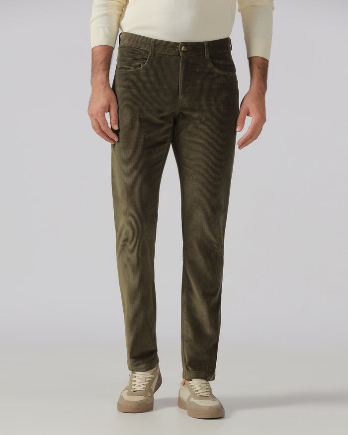 Moss Corduroy Solid Khakis - Veil