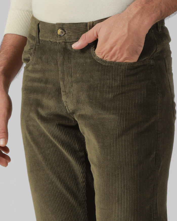 Moss Corduroy Solid Khakis - Veil