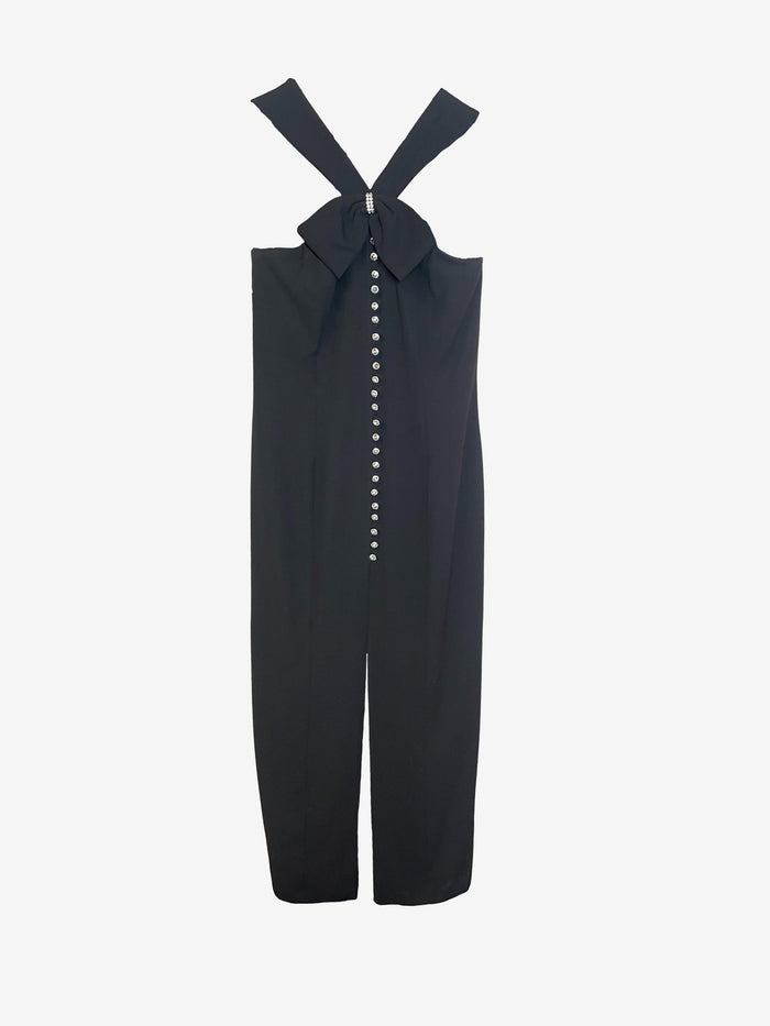 Mr K. Black Bow Detail Diamente Midi Dress image 0