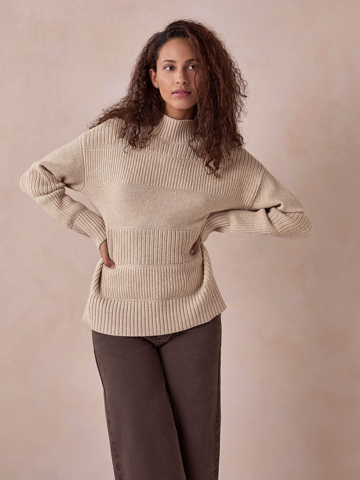 Multi Stitch Funnel Neck Jumper