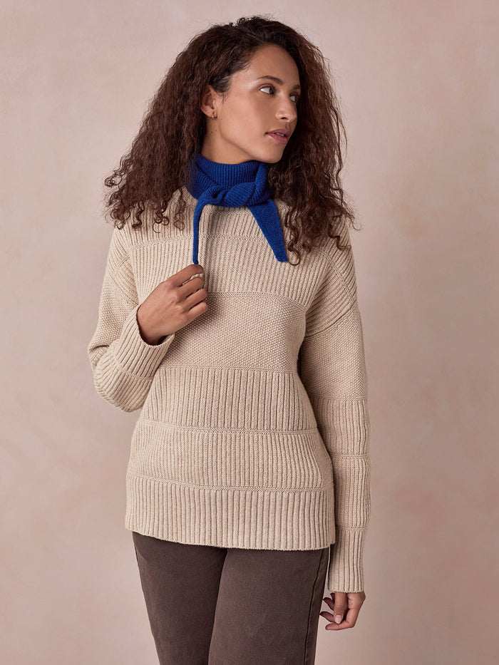 Multi Stitch Funnel Neck Jumper