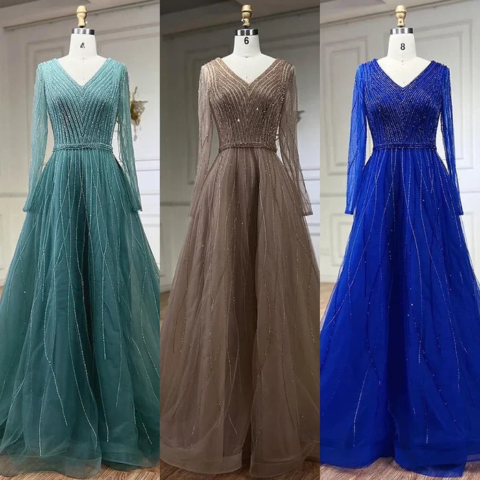 Muslim Luxury Turquoise A-Line Evening Dress LA72228 - SERENE HILL