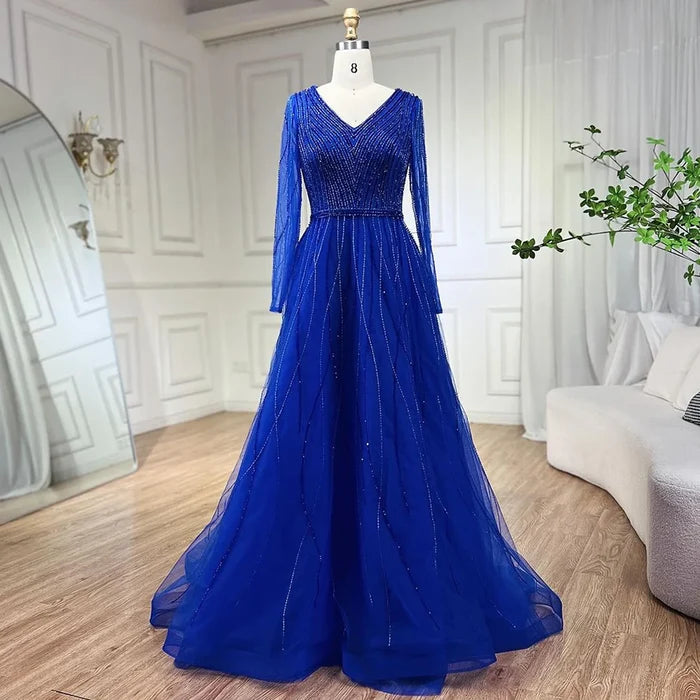 Muslim Luxury Turquoise A-Line Evening Dress LA72228 - SERENE HILL