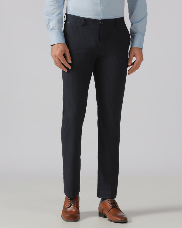 Navy Stripe Trouser - Merlot
