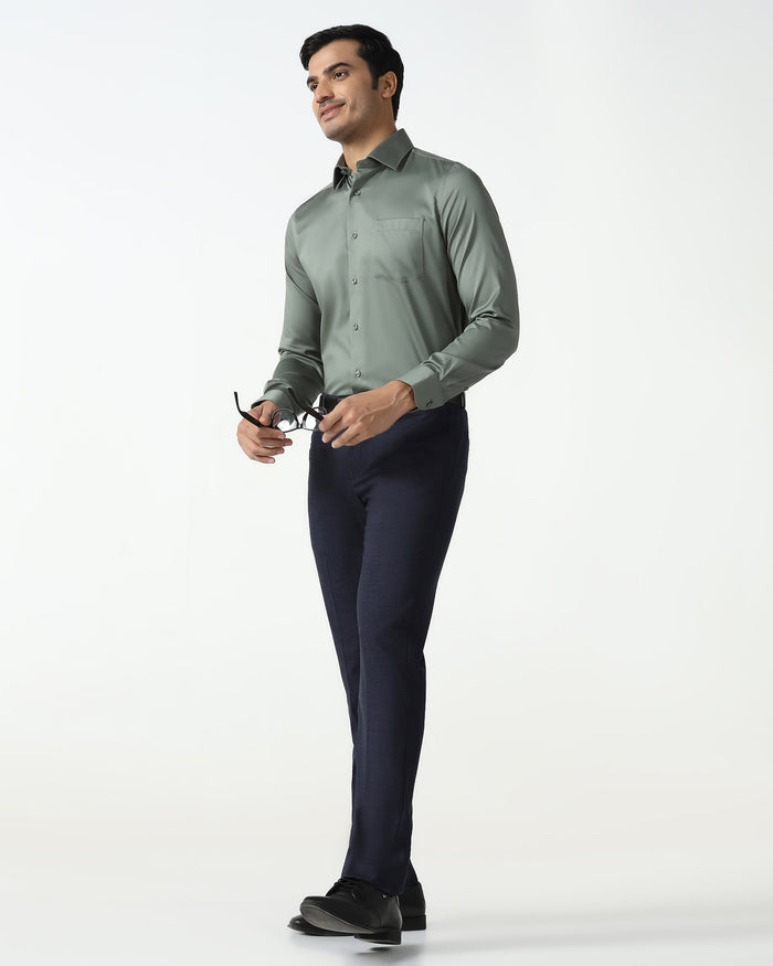 Navy Textured Trouser - Barrel