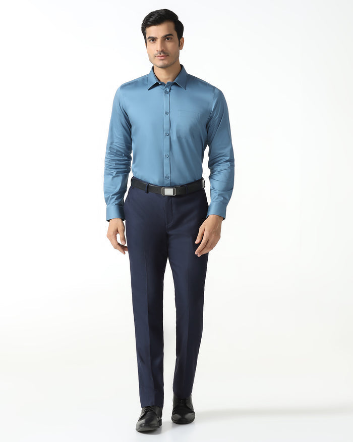 Navy Textured Trouser - Monk