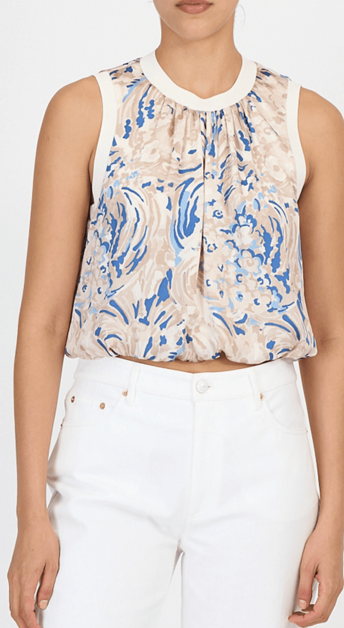 Neutral Multi Daisy Peia Top - Amor Lafayette