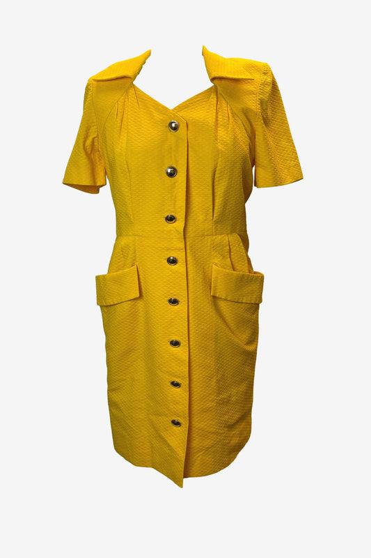Nina Ricci Yellow Collared Midi Dress
