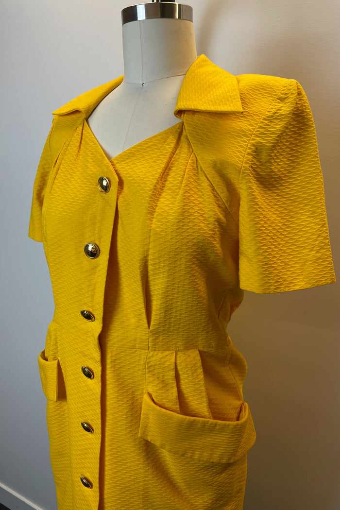Nina Ricci Yellow Collared Midi Dress image 1