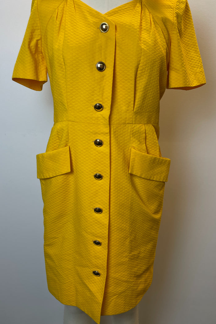 Nina Ricci Yellow Collared Midi Dress image 3