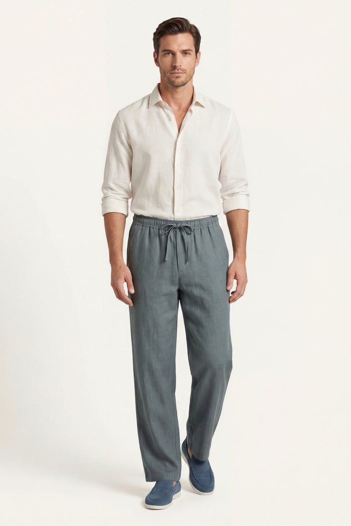Novara Linen Pantalon Green