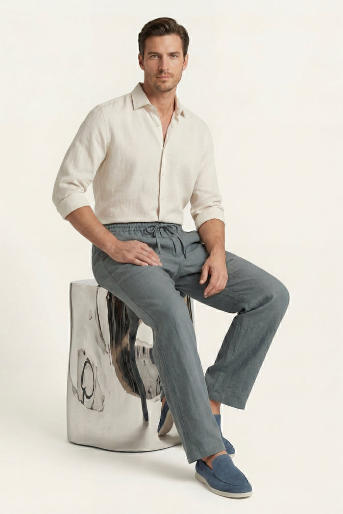 Novara Linen Pantalon Green