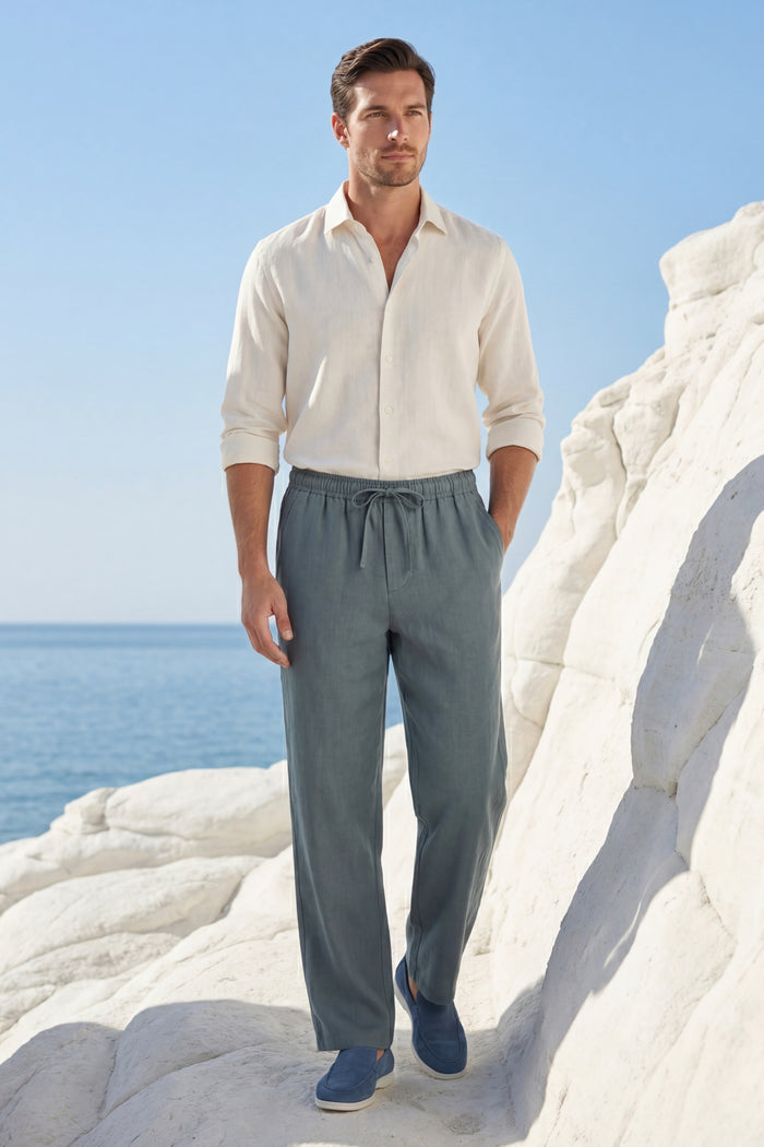 Novara Linen Pantalon Green