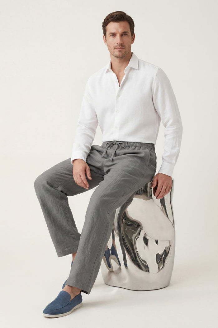 Novara Linen Pantalon Grey