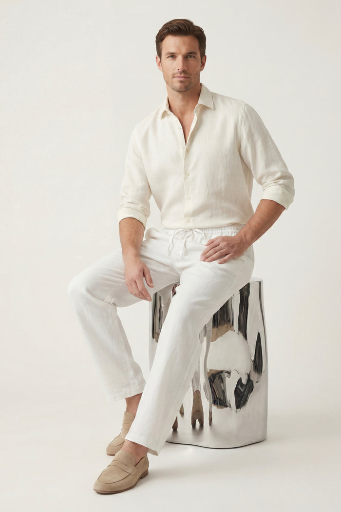 Novara Linen Pantalon White