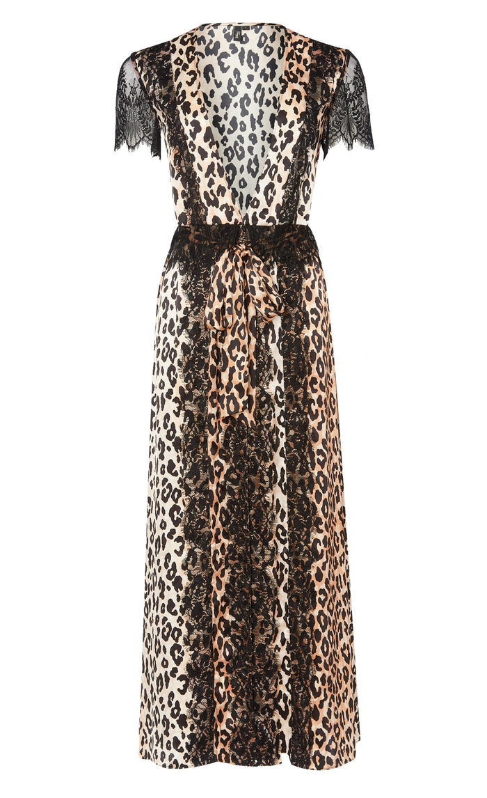 Nyx Short-Sleeve Robe - Black & Leopard