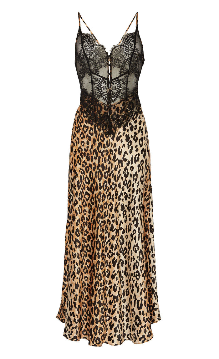 Nyx Slip Dress - Black & Leopard