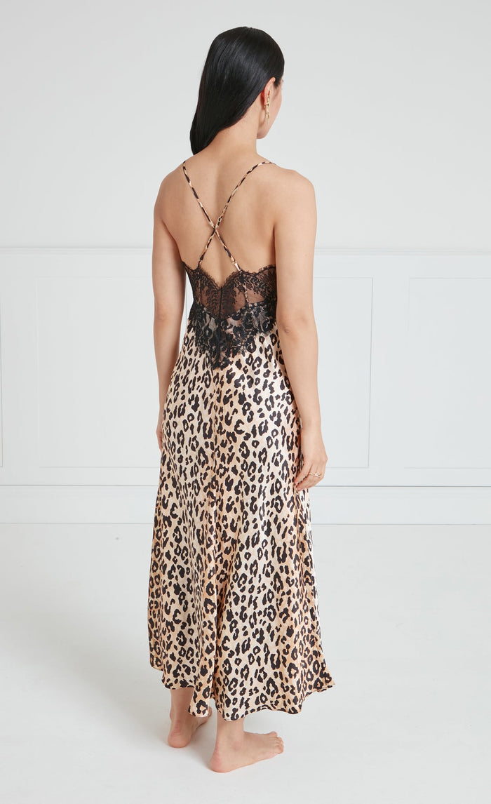Nyx Slip Dress - Black & Leopard