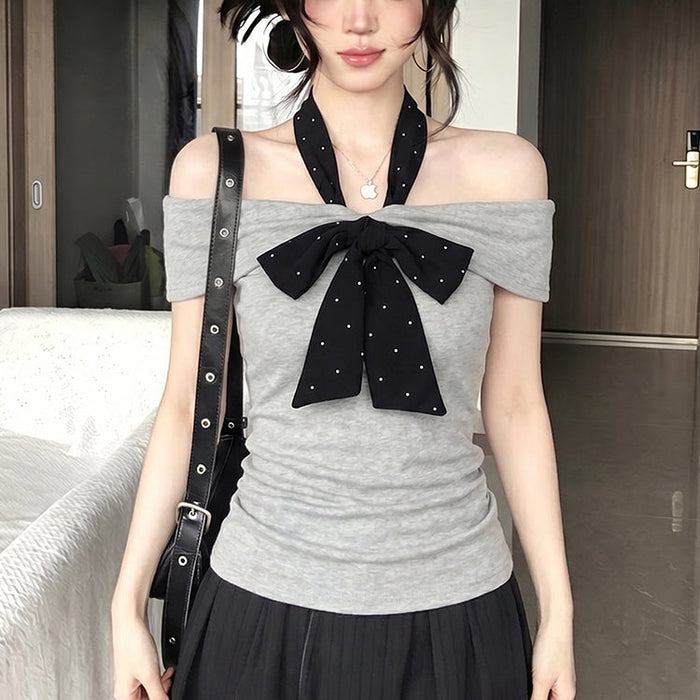 Off-shoulder Bow Top - Fashionnsio