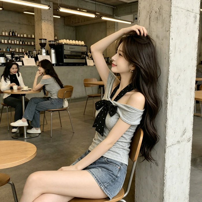 Off-shoulder Bow Top - Fashionnsio