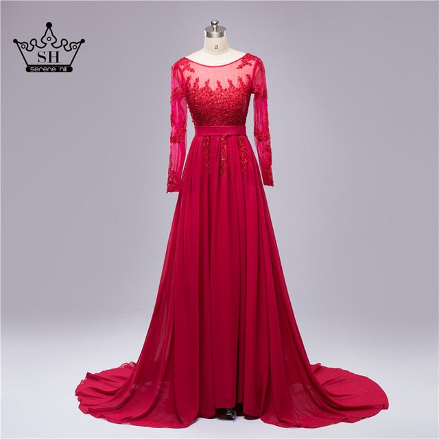 On Sale No Return No Refund Gray Beading Crystal Formal Long Sleeve Evening Dress HA2097 - SERENE HILL
