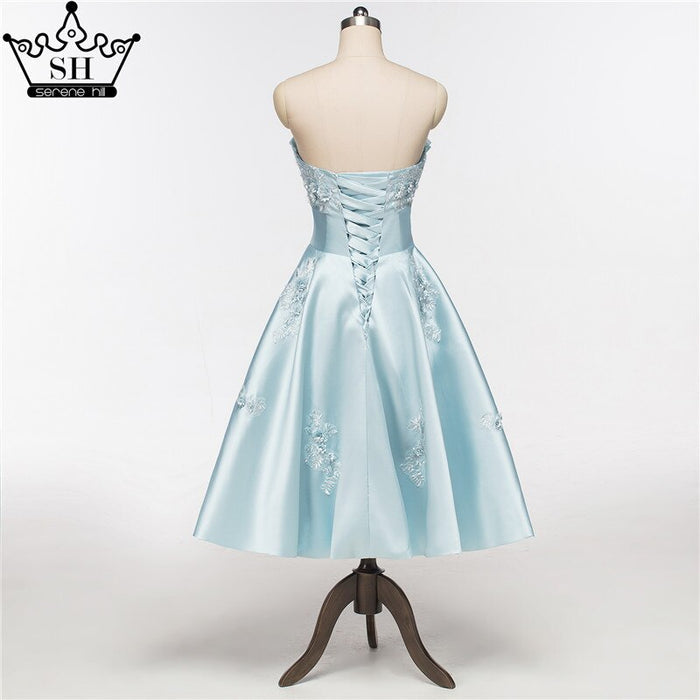 On Sale No Return No Refund Newest Short Evening Dresses Sexy Applique Satin Formal Evening Party Serene Hill HA2076 - SERENE HILL