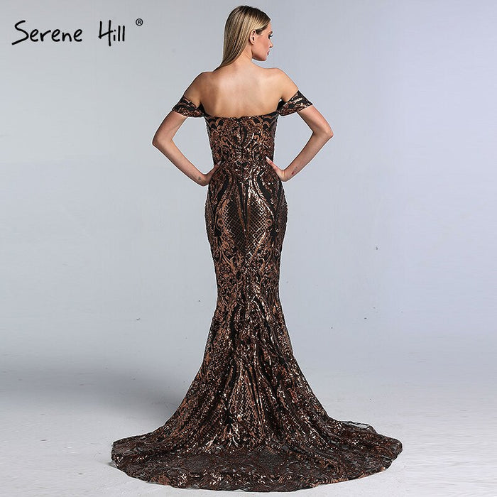 On Sale No Return No Refund Sale Black Sexy African Sequined Sleeveless Mermaid Prom Dresses 2025 Luxury Sexy Prom Gowns Serene Hill LA60935 - SERENE HILL