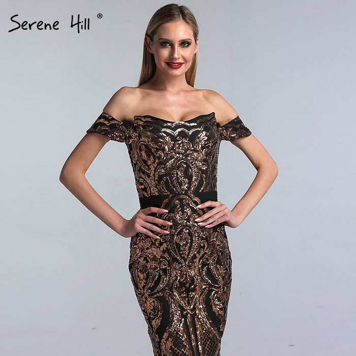 On Sale No Return No Refund Sale Black Sexy African Sequined Sleeveless Mermaid Prom Dresses 2025 Luxury Sexy Prom Gowns Serene Hill LA60935 - SERENE HILL