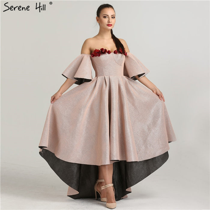 On Sale No Return No Refund Sale Evening Dresses beading Flowers Asymmetrical Evening Gowns QA8009 - SERENE HILL