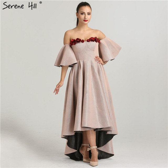 On Sale No Return No Refund Sale Evening Dresses beading Flowers Asymmetrical Evening Gowns QA8009 - SERENE HILL