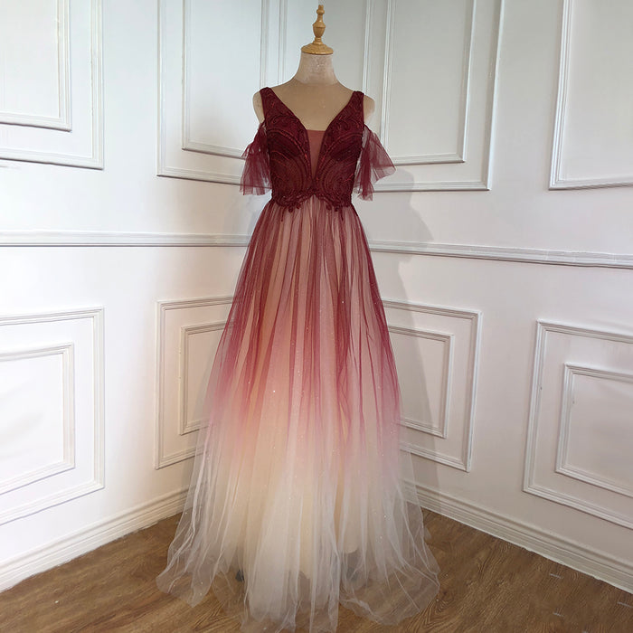 On Sale No Return No Refund Serene Hill Blue A-Line Sexy Evening Dresses Gowns 2025 Beaded Luxury For Women Wedding Party LA70775 - SERENE HILL
